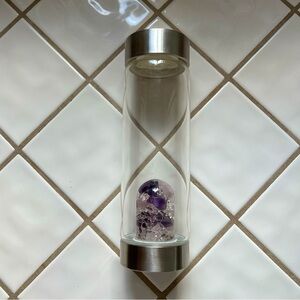 VitaJuwel Via Wellness Water Bottle Amethyst Rose Quartz Clear Quartz
